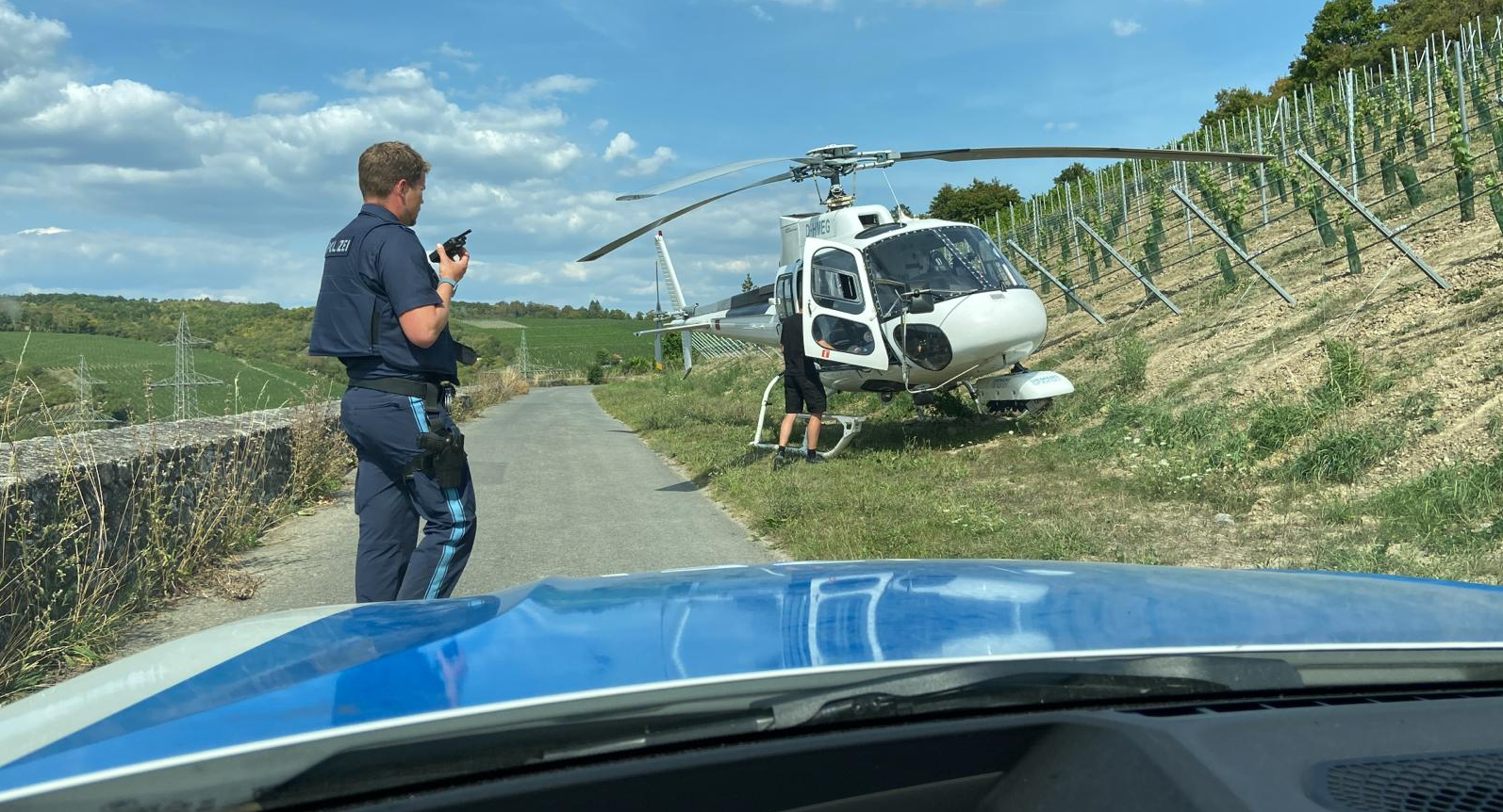 Würzburg: Heli macht Notlandung in den Weinbergen Würzburg: Heli macht Notlandung in den Weinbergen